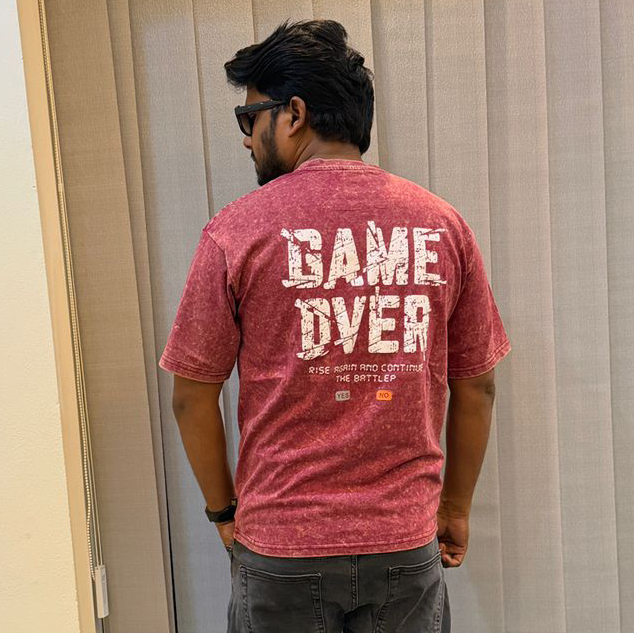 Acid wash drop shoulder T-shirt - Image 2